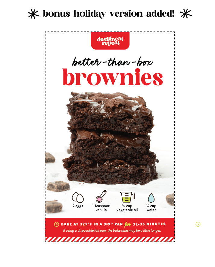 Printable Brownie Mix Instruction Cards (Digital Download)