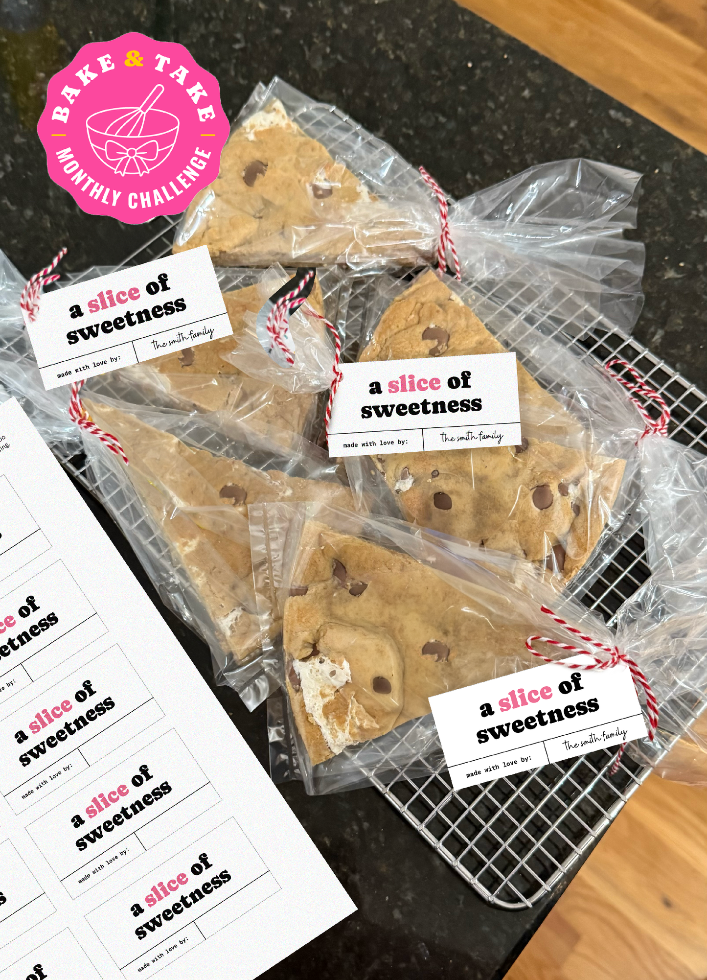Cookie Cake Slice Treat Tags