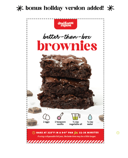 Printable Brownie Mix Instruction Cards (Digital Download)
