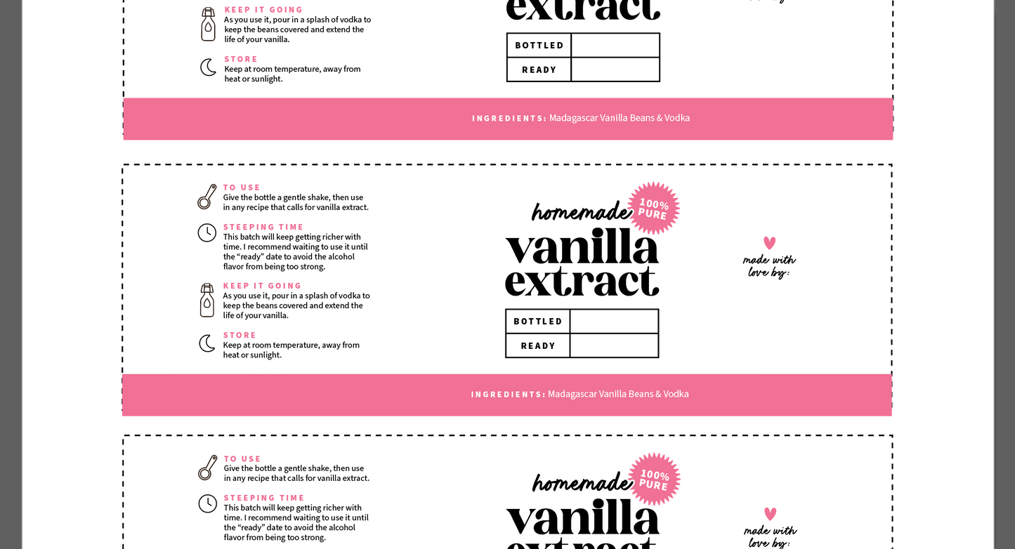 Vanilla Extract Labels (Digital Download)